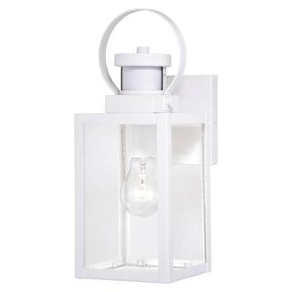 Medinah Motion Sensor Dusk to Dawn Outdoor Wall Light Clear Glass - 5-in. W x 13.25-in. H x 6.5-in. D