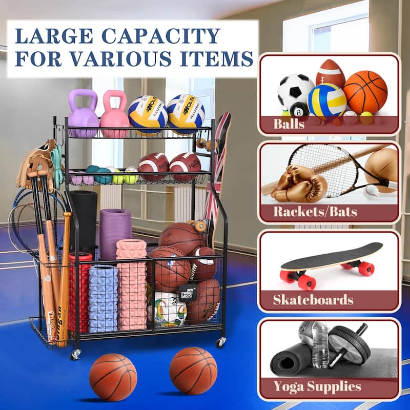Garage Storage Sports Gear Organizer with Wheels