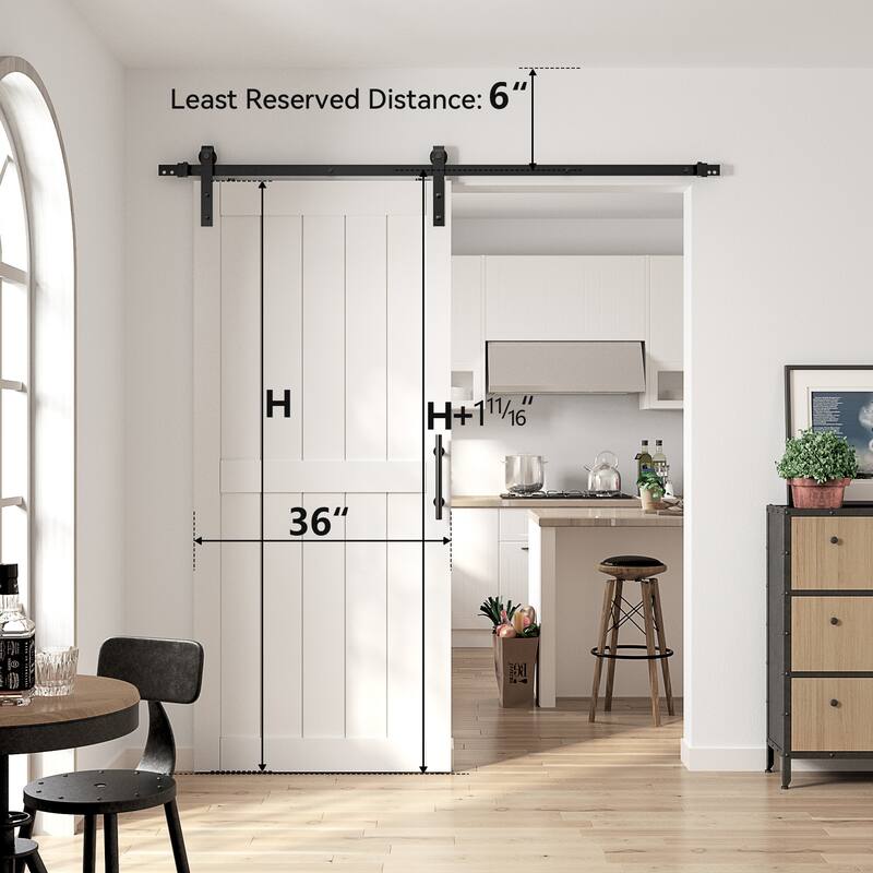 Sanding 30in./32in./36in./42in./48in.x 84in.MDF Barn Door With Sliding Hardware Kit ,Covered with Water-Proof PVC Surface