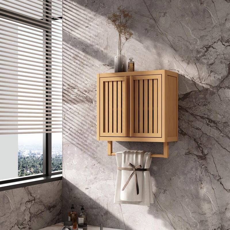 Bamboo Wall-Mounted Cabinet - Natural - Natural Finish
