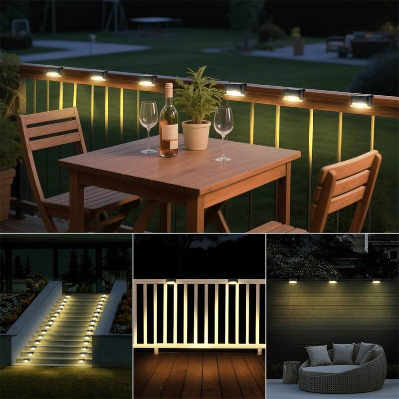 White light 16PCS Solar Deck Lights Outdoor