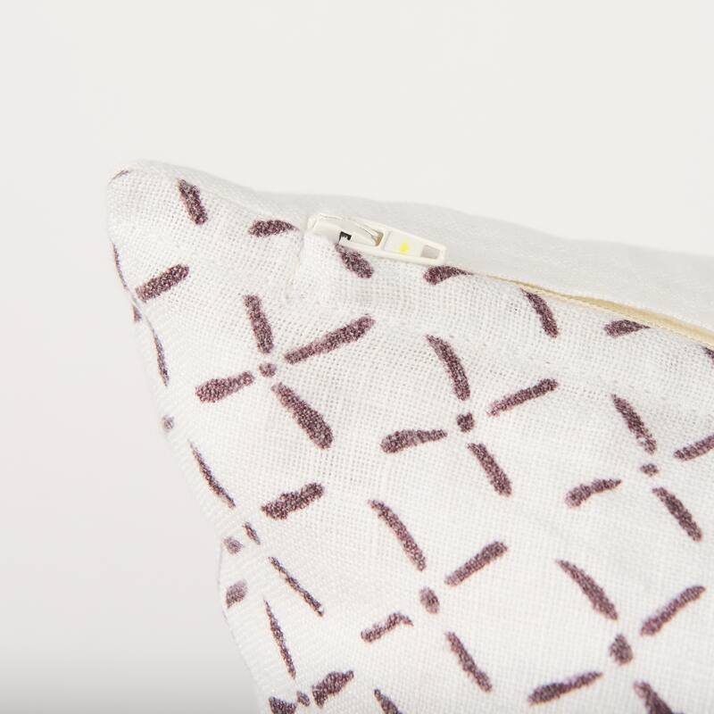 Jayden Cream w/ Merlot Print Linen Square Decorative Pillow Cover