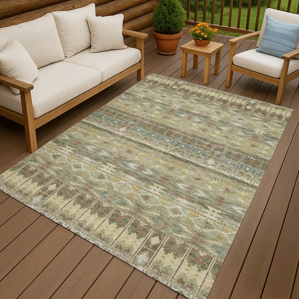 Machine Washable Indoor/ Outdoor Global Haswell Chantille Rug