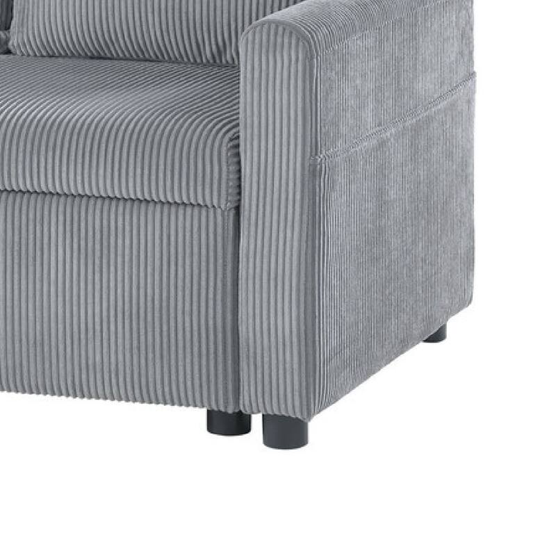 Swin Loveseat with Storage, Gray Corduroy, Soft Cushioned, 45 Inch