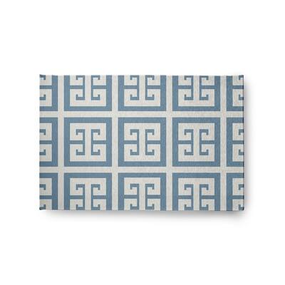 Greek Key Patterned Chenille Rug