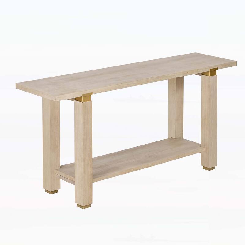 Stylish Modern Console Table with Metal Accents and Practical Built