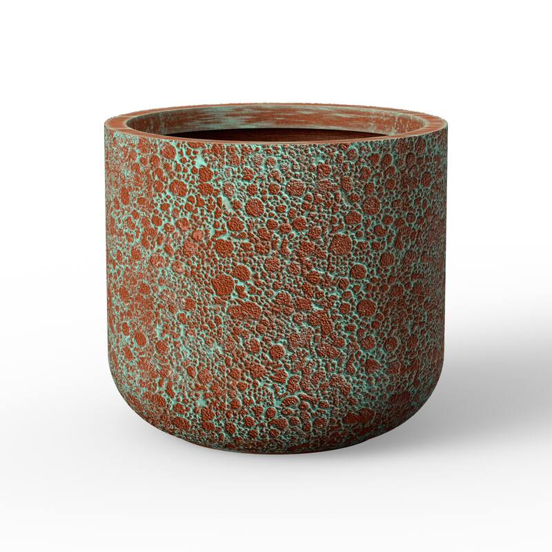 Tall Round Concrete Planter Flower Plant Pots - 17.5 x 15.5 - Teal(Enhanced Interior)