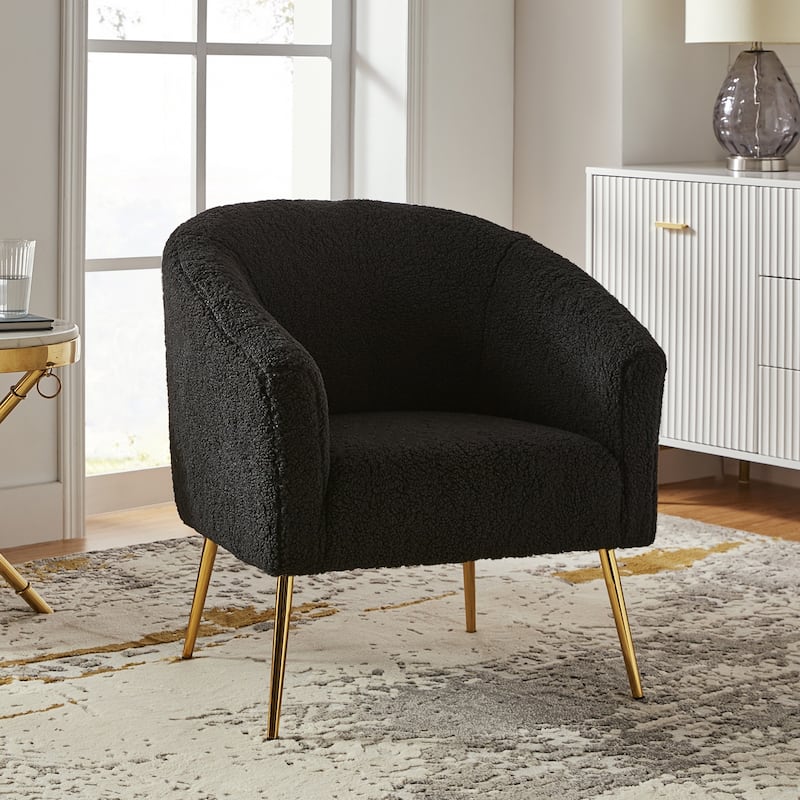 Rovigo Modern Upholstered Living Room Accent Barrel Chair with Metal Legs by HULALA HOME