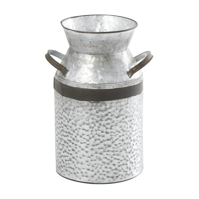Metal Milk Can Decorative Vase - Gray - Roche River Decor - Grey - 10"W, 14"H