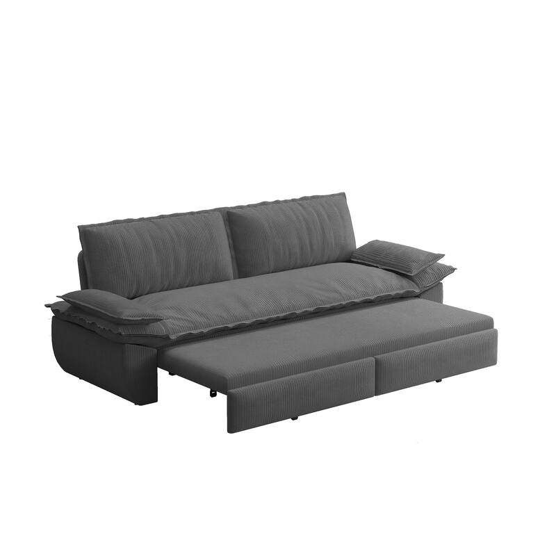 GDFStudio - Corduroy 73.2" 3-in-1 Convertible Pull Out Sofa Bed