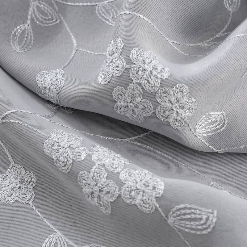 Lilian Embroidered Privacy Window Curtain Panel 84" or 95"