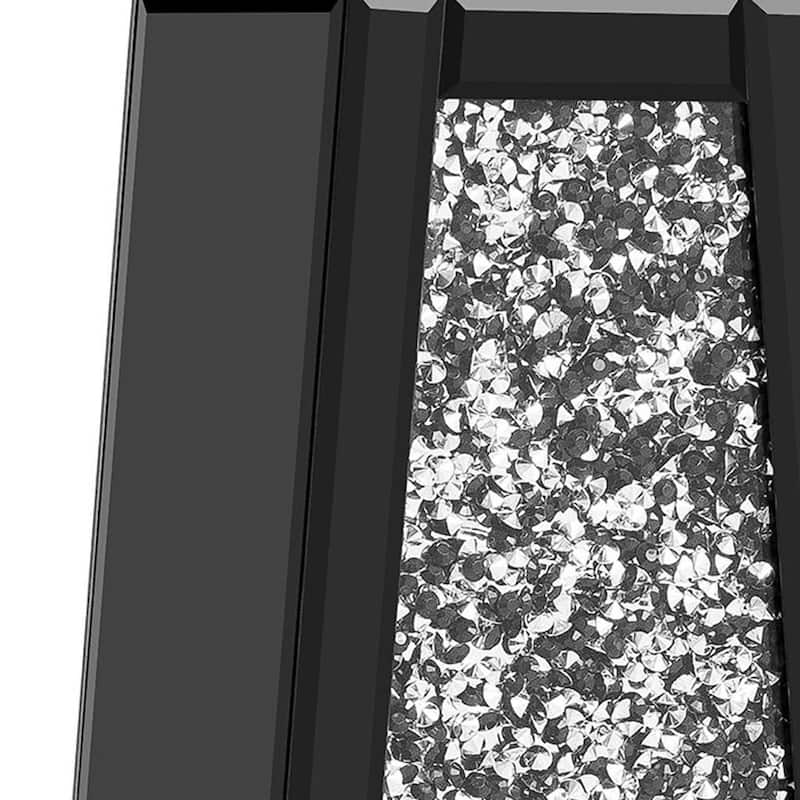 24" Black Crystal Glass Floor Vase With Faux Crystals - 4.25