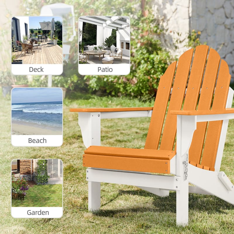 Aoodor HDPE Folding Adirondack Chair - 21.6"W x 32.3"D x 37"H
