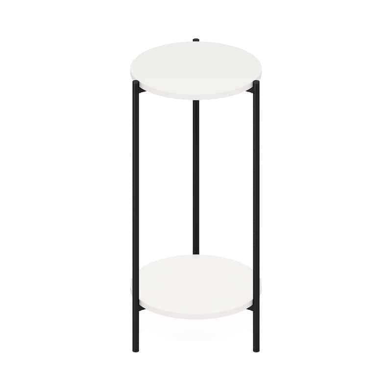 Furinno Besi 2-Tier Modern Tall Round Side End Table with Sturdy Metal Legs, Americano