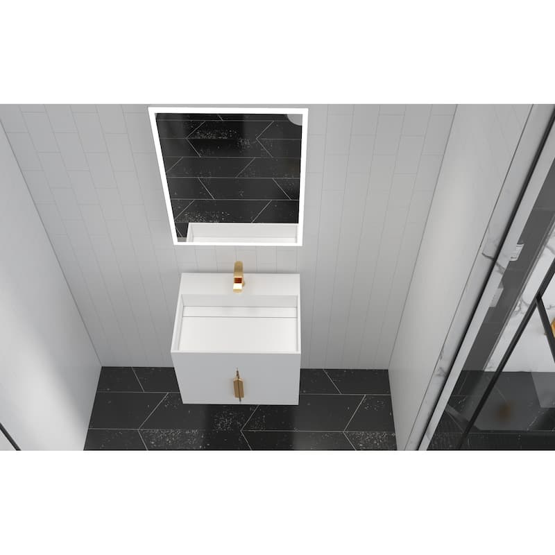 Amazon 24" Wall Mounted Bathroom Vanity Set w/ White Top