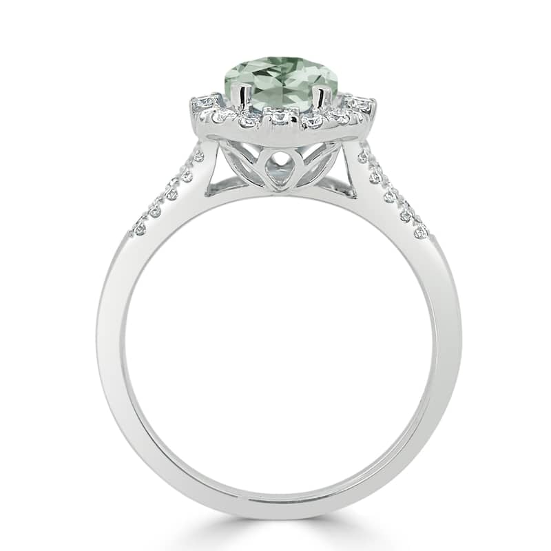 Auriya 1ct Cushion-cut Green Amethyst Halo Diamond Engagement Ring 3/8cttw 14k Gold