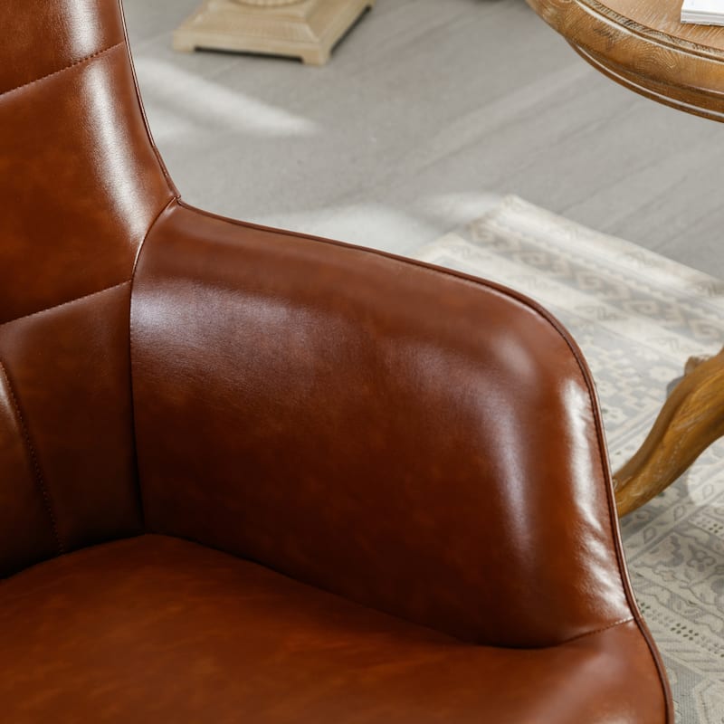 PU Leather Accent Chair Tufted Button Wingback Chair