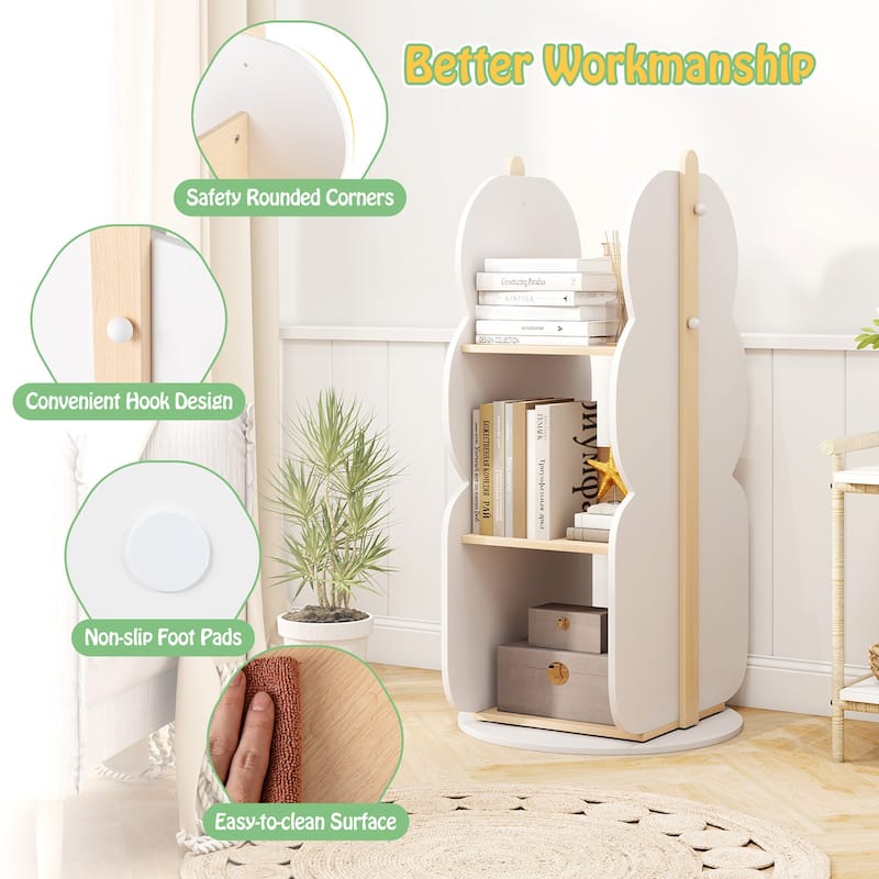 Gymax Kid's Rotating Bookshelf w/5 Shelves Rotatable Display Shelf for