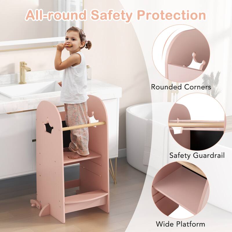 Gymax Multi-purpose Kids Kitchen Tower Children Standing Tower Kids