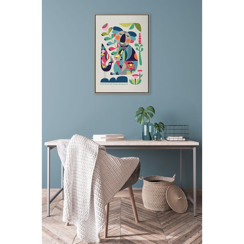 Kate and Laurel Sylvie Mid Century Koala Framed Canvas by Rachel Lee