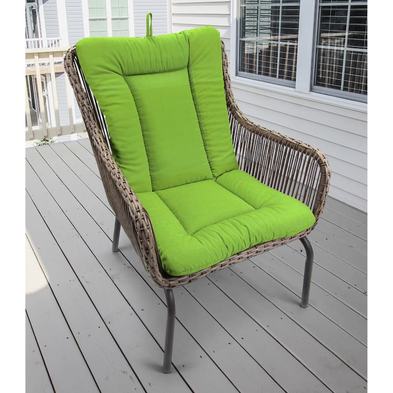 21" x 38" Green Solid Outdoor Chair Cushion with Ties and Loop - 38'' L x 21'' W x 3.5'' H
