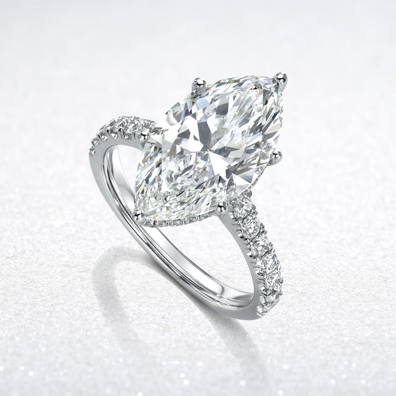 Auriya 14k Gold 5 3/5ctw Lab grown Marquise Hidden Halo Diamond Engagement Ring (F-G VS)