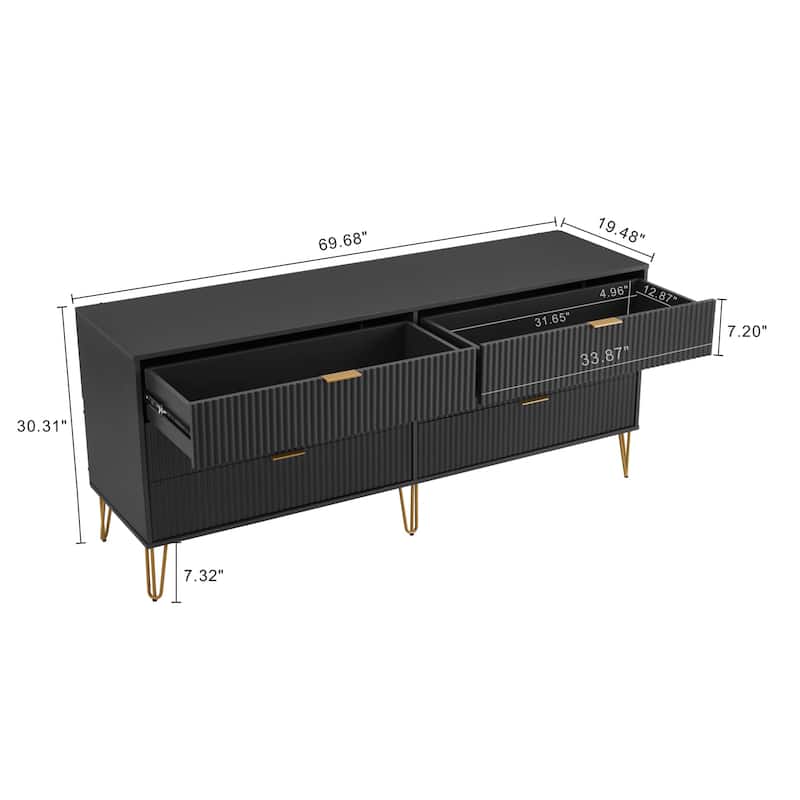 Manhattan Comfort Dumbo Modern 6-Drawer Double Low Dresser.