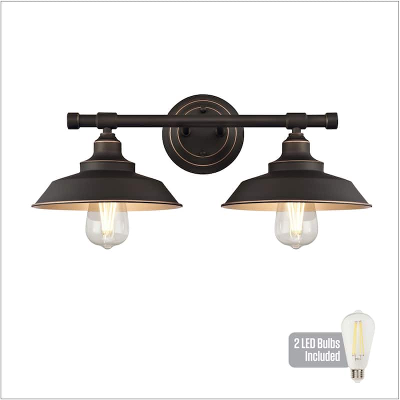 Westinghouse Lighting Iron Hill Two-Light Indoor Wall Fixture - 2-Light (bulbs included) - Oil Rubbed Bronze with Highlights