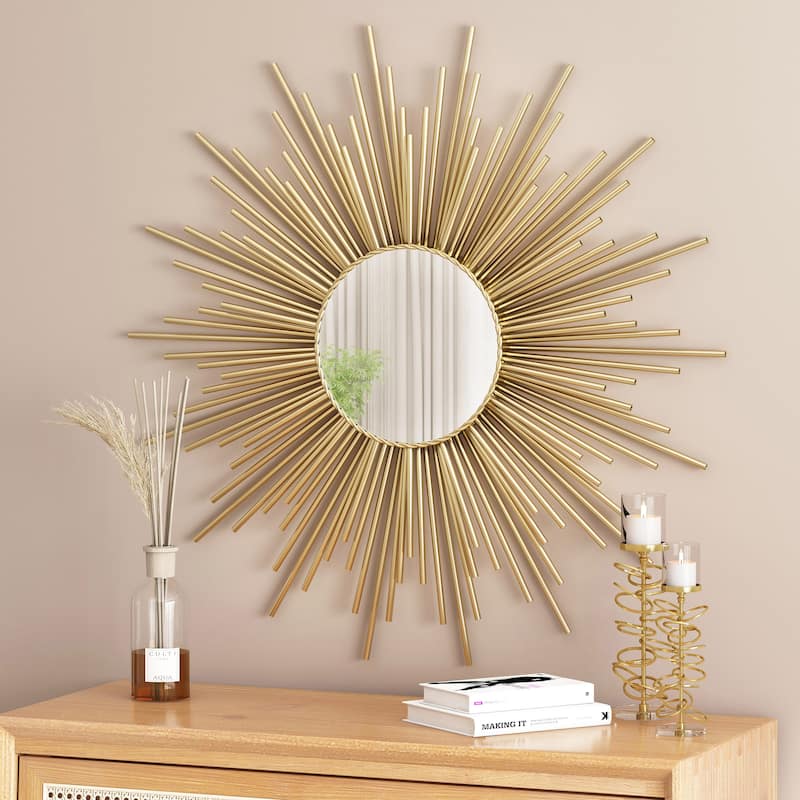 Henton Sunburst Wall Mirror by Christopher Knight Home - Gold + Clear