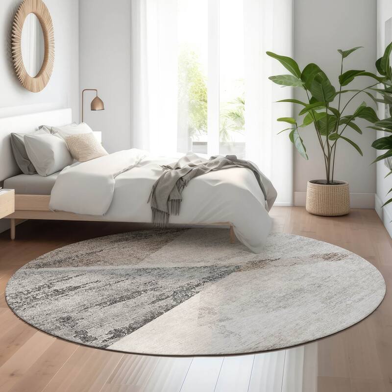 Premium Washable Super Soft Mayfield Rug - Silver - 8' x 8' - Round
