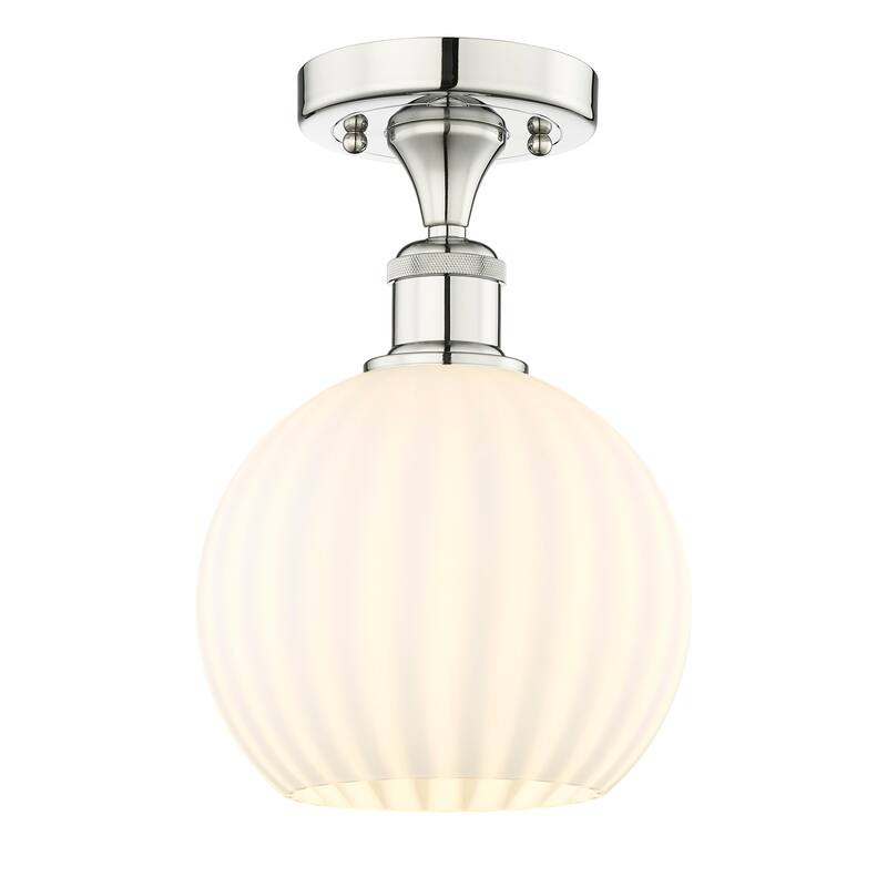 Innovations Lighting 616-1F-11-8-White Venetian-Indoor Ceiling Fixture - Polished Nickel / White Venetian