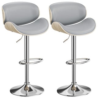 Bar Stools Adjustable Height Swivel Faux Leather Armless Barstools