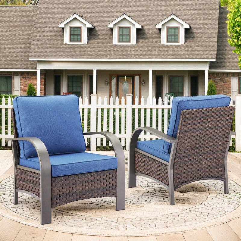 Gymojoy Industrial Style Outdoor Wicker Patio Chairs Set of 2