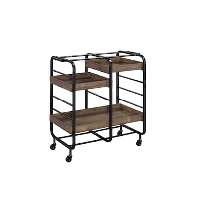 ACME Vorrik Serving Cart in Black & Walnut