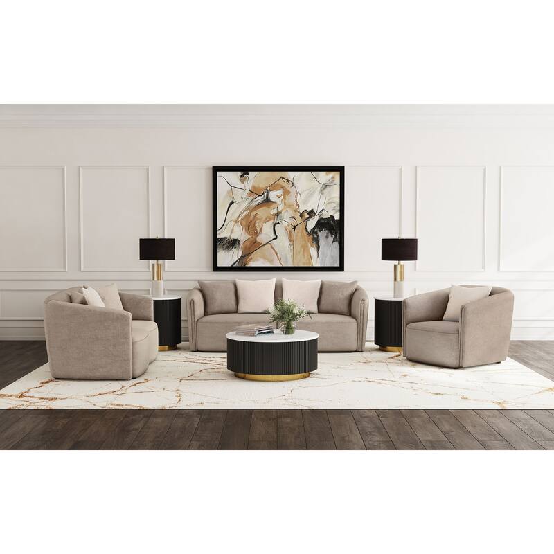 Townsend Chenille Upholstered Sofa Set Latte - 3 Piece