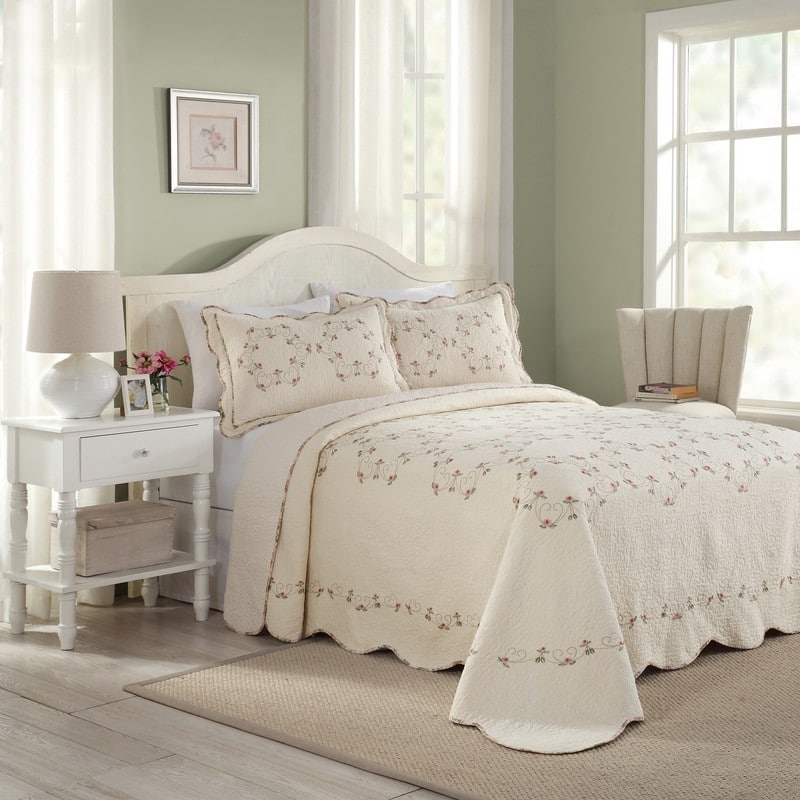 Modern Heirloom Felisa Floral Embroidered Bedspread
