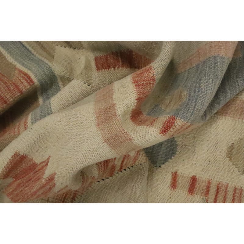 Hand Woven Oriental 100% Wool Carpet Southwestern Tribal Navy Blue & Blues Kilim Area Rug - 9' 11'' X 8' 4''