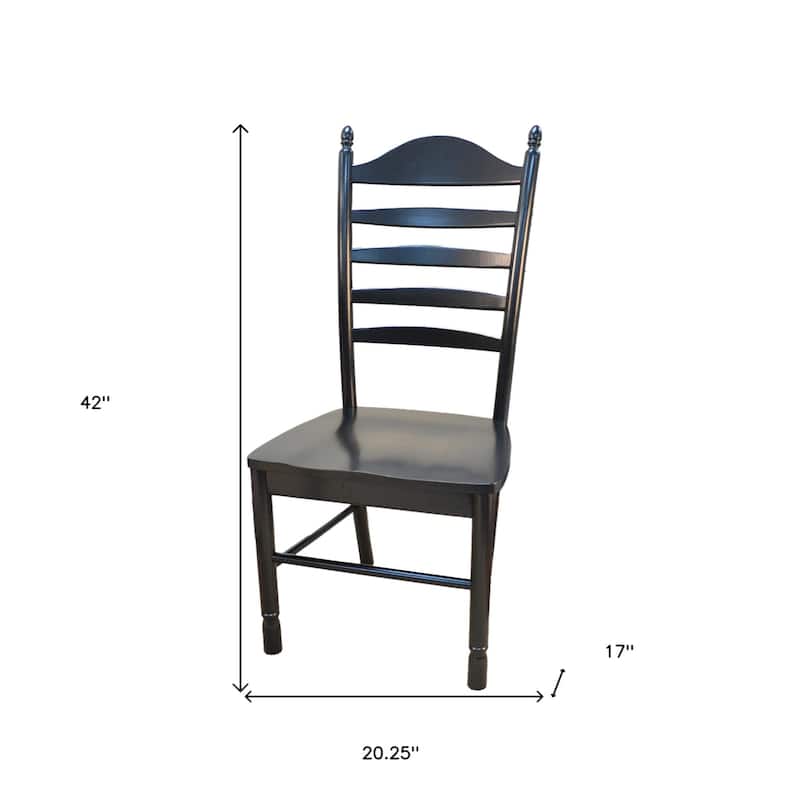 Black Solid Wood Ladder Back Side Chair with Distressed Finish and 250 lb. Capacity - 17"D x 20.25” W x 42"H