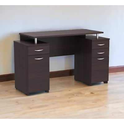 43" Espresso Computer Desk With Four Drawers