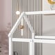 preview thumbnail 5 of 6, Twin Size Wooden House Bed Floor Bed with Wood House Roof Frame and Guardrails for Toddler Kids Bedroom, No Box Spring Needed
