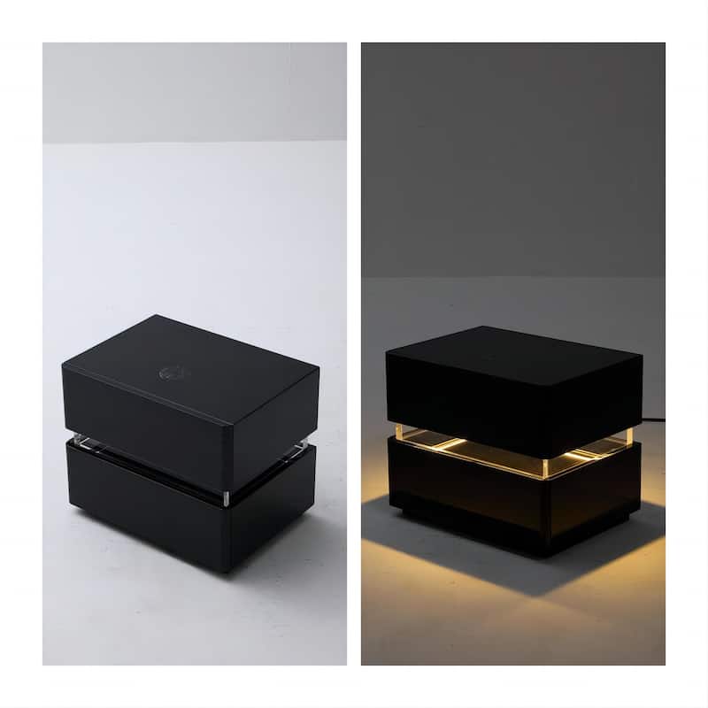 17.72'' H Smart Led Nightstand with Charging Station and Drawer for Bedroom in Black/White/Cream