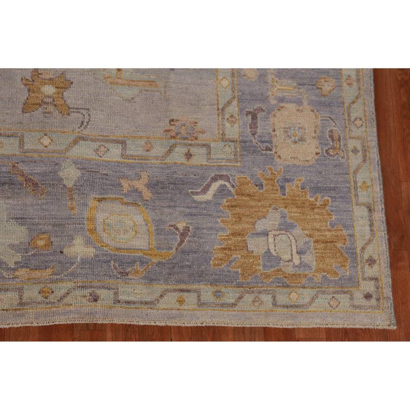 Hand Knotted Oriental 100% Wool Carpet Transitional All-Over Greys & Charcoal Oushak Area Rug - 10' 7'' X 7' 11''