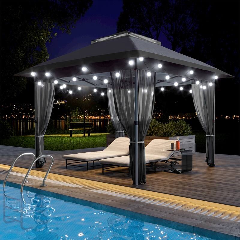 12 X 12ft Pop-up Gazebo, Double Roof Tent with Mosquito Netting
