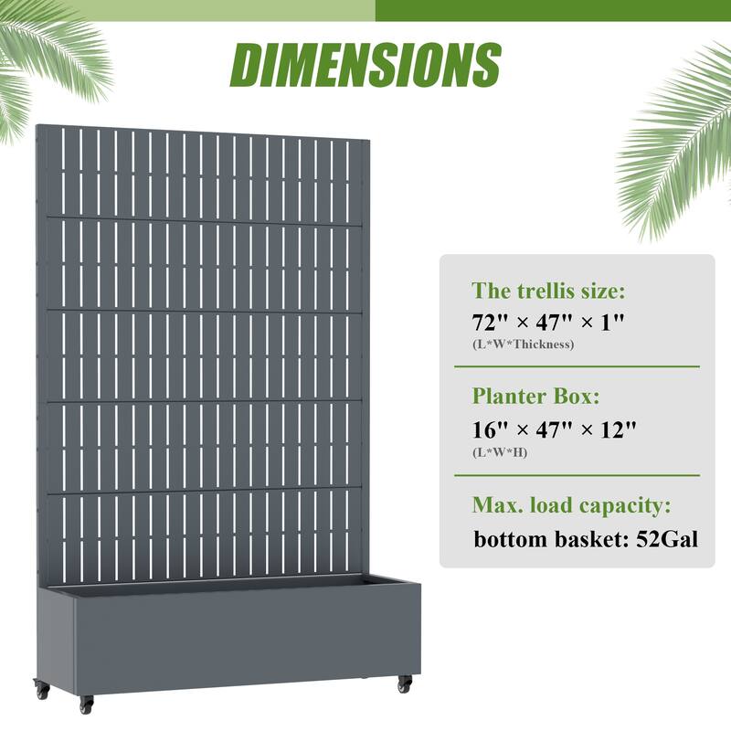 Raised Garden Bed Planter with Trellis Movable Planter Box with Lockable Wheels