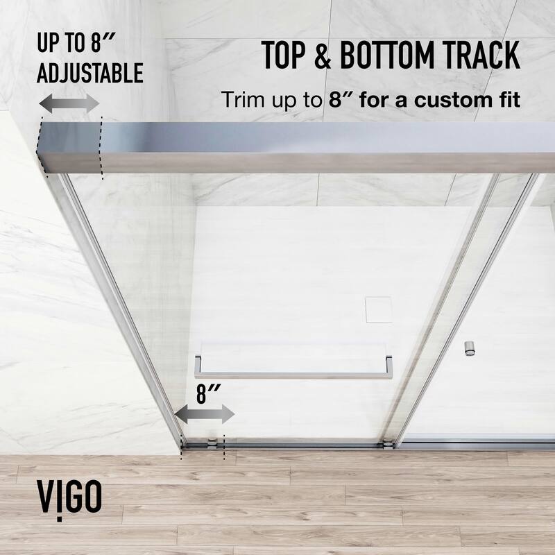 VIGO Satro E-Class 52 to 60 in. W x 74 in. H Semi-Frameless Double-Sliding Shower Door with Clear Tempered Glass