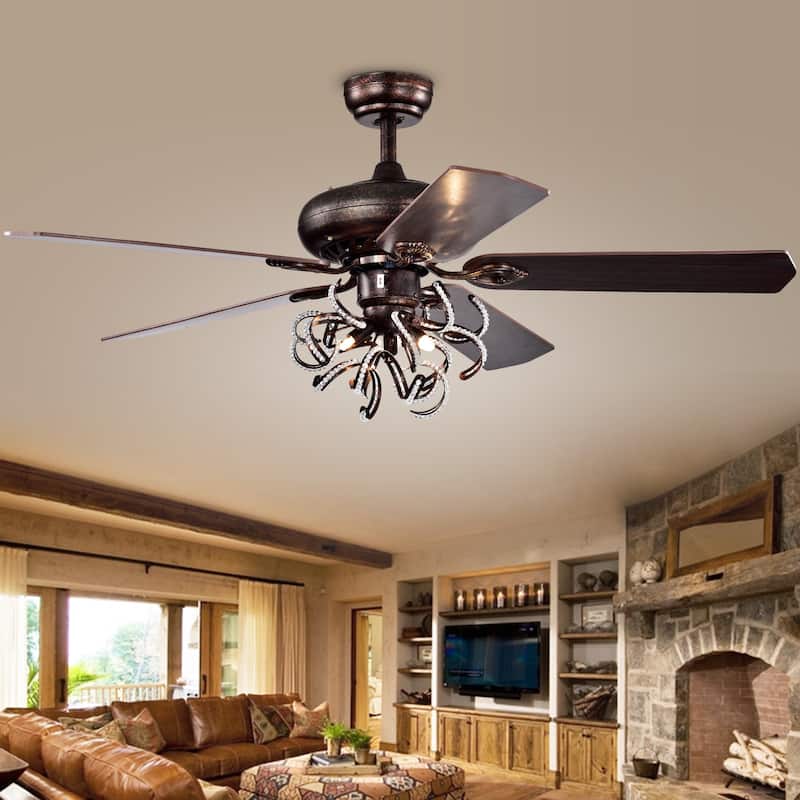 SAFAVIEH Lighting 52-Inch Sensa Ceiling Light Fan (with Remote) - 52" W x 52" L x 25.5" H