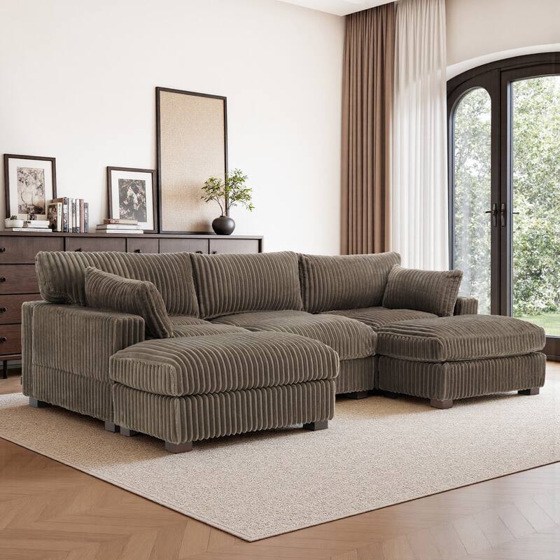 Oversized U-shaped Plush Modular Sectional Sofa Set