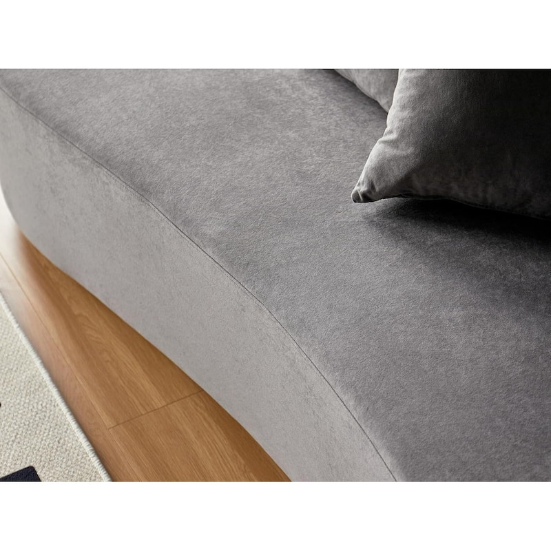 90.2 inch Half Moon Curved Velvet Living Room Sofa