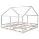 preview thumbnail 15 of 16, Twin Size House Platform Bed Frame with Fence,Two Shared Beds