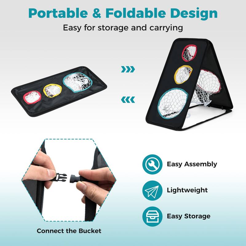 Gymax Dual-Sided Golf Chipping Net w/5 Target Holes Triangular